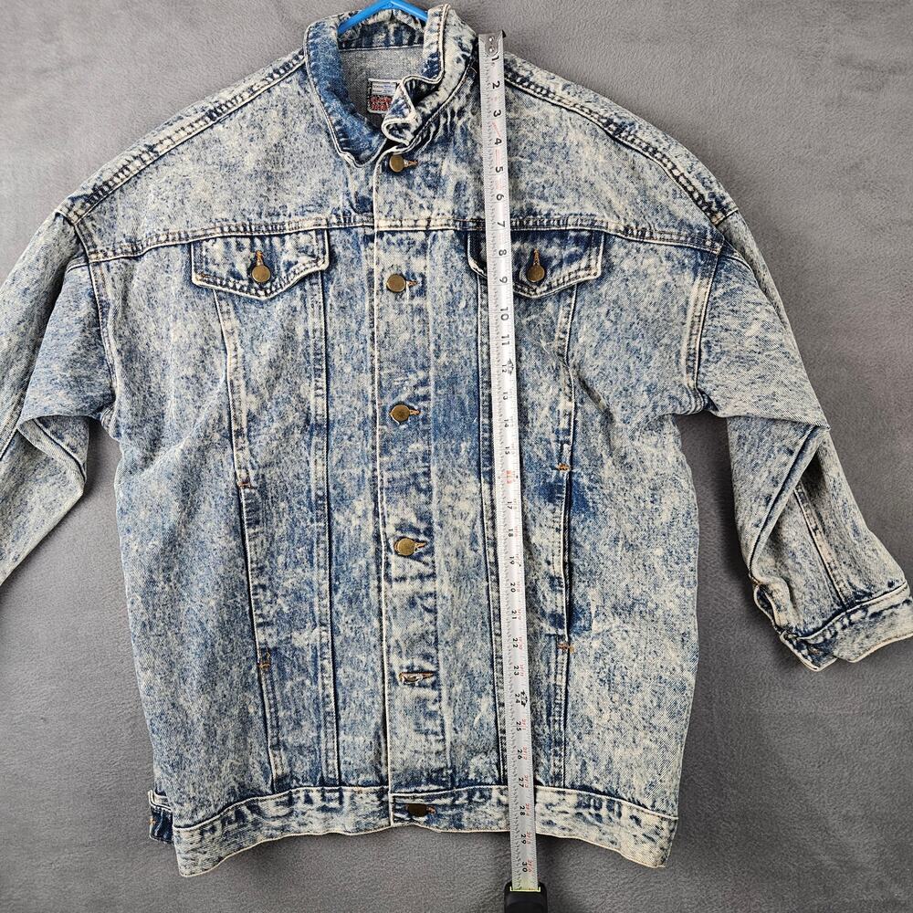 Vintage 80s Acid Wash Denim Blue Jacket Grunge Retro The Clothing Academy Sz S - Picture 3 of 8